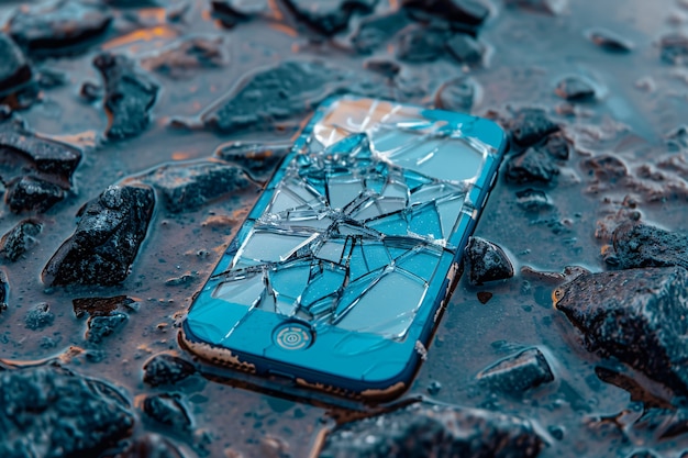 Разрушение смартфонов на иллюстрации