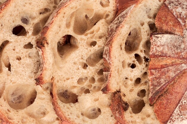 Detail of baked bread slices