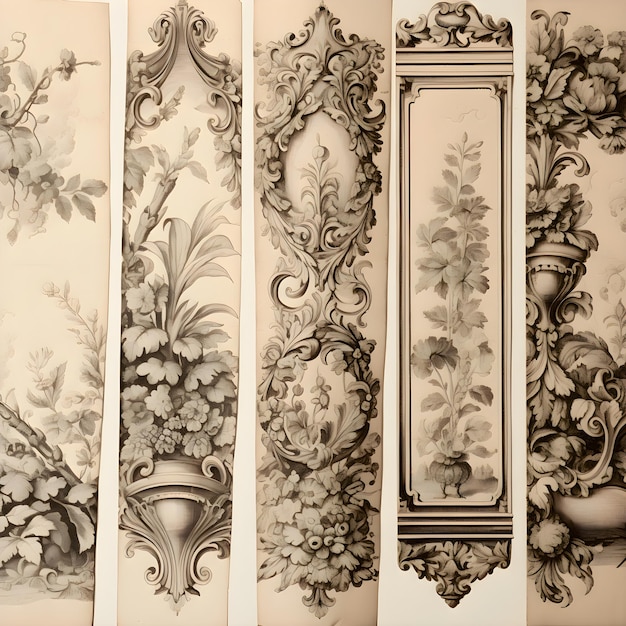 Detail of a baroque ceiling with floral ornaments