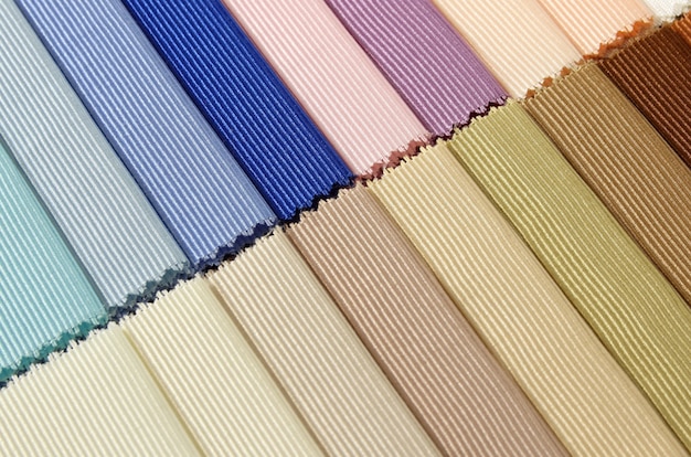 detail of color fabric texture samples