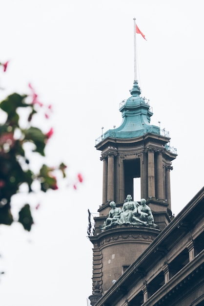 detail shot of steeple-crowned buildings