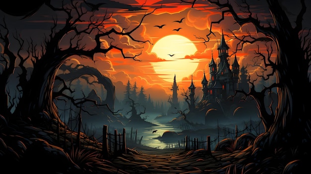 Free photo detailed cartoon halloween background