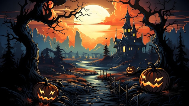 Free photo detailed cartoon halloween design