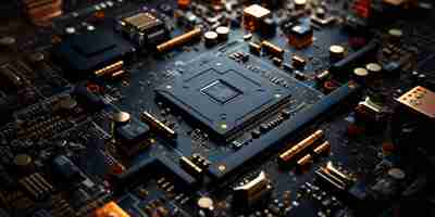 Free photo detailed macro view of electronic microchip