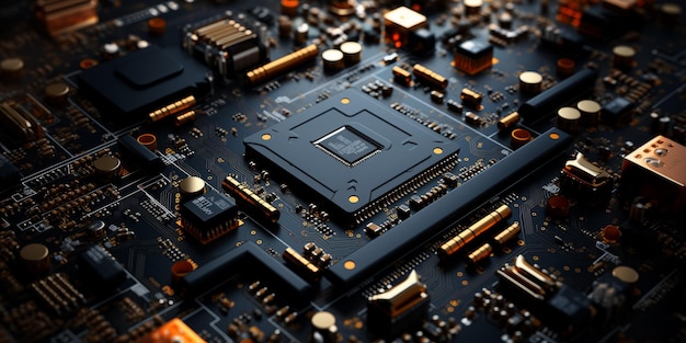 Detailed Macro View of Electronic Microchip