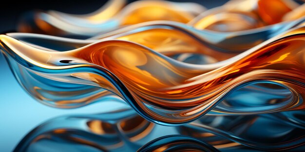 Detailed Macro View of Flowing Water in Blue and Orange Hues