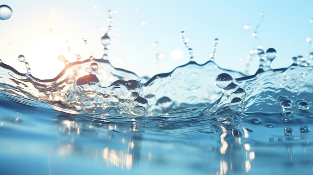 Detailed perspective of a water splash in motion revealing the dynamic contrast of light and shadow