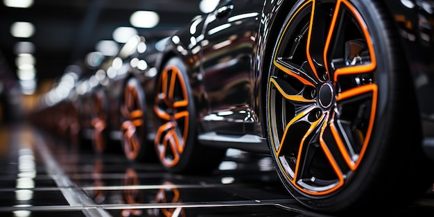 Free photo detailed shot of car wheels and tires