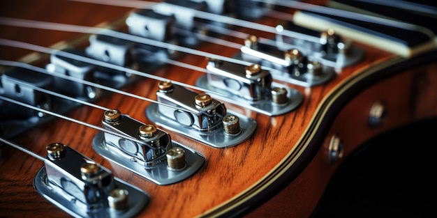 Free photo detailed shot of guitar parts capturing the spirit of music