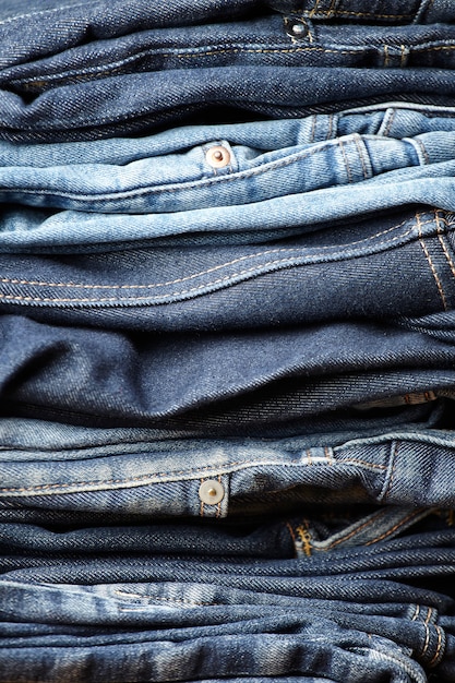 the details of blue jeans fabric