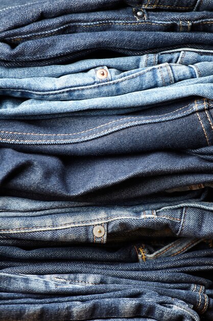 the details of blue jeans fabric