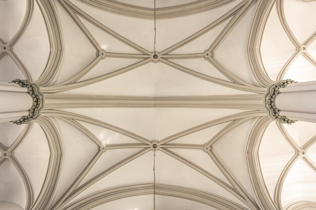 Details of the interior of the Catholic church in light colors