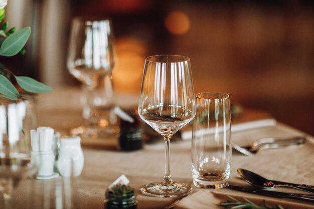 Details of the set table with focus on goblets