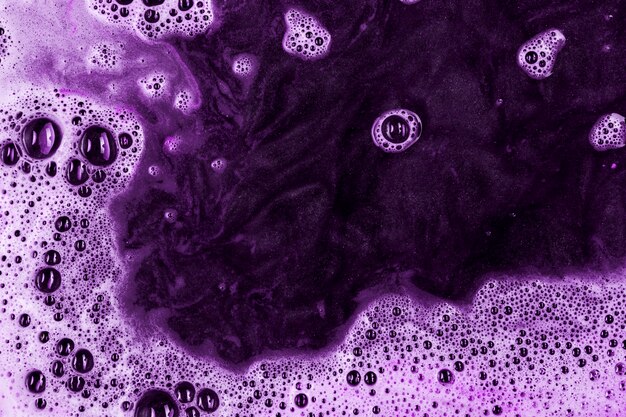 Detergent purple liquid with spume