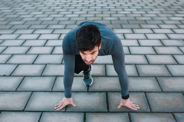 Determined man on crouch start