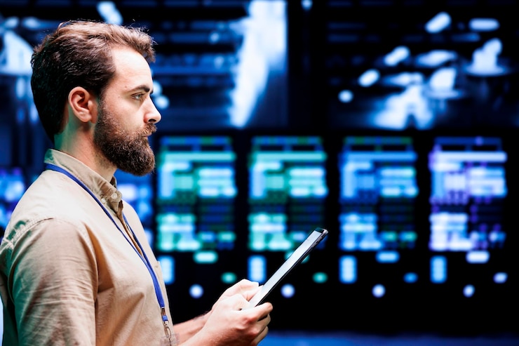 Free Photo developer installs server hub firewalls