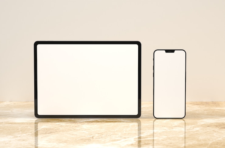 Free Photo devices on marble table