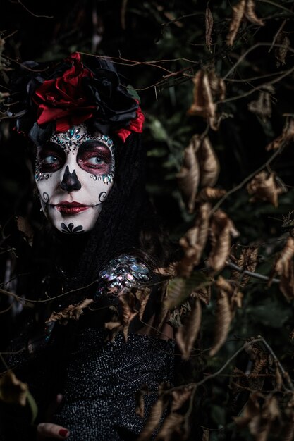 Dia de los muertos portrait of a young woman