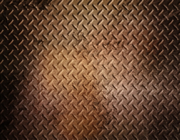 Free photo diamond plate metal background with grunge rusty effect