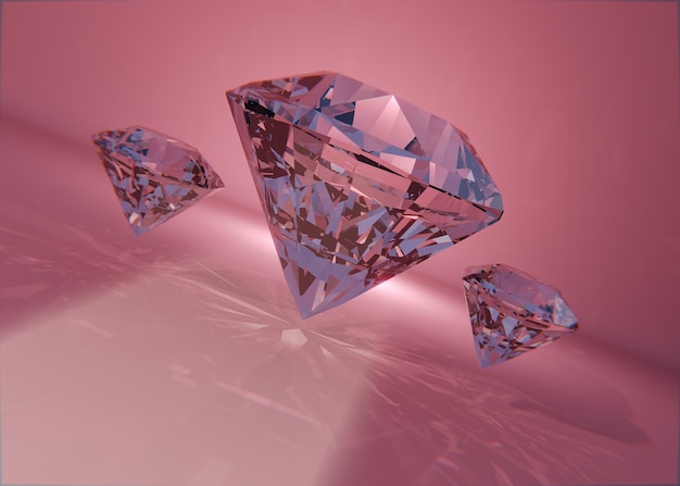 Diamonds assortment on pink background