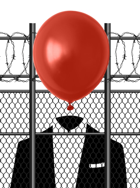 Free photo dictatorship concept with balloon and prison