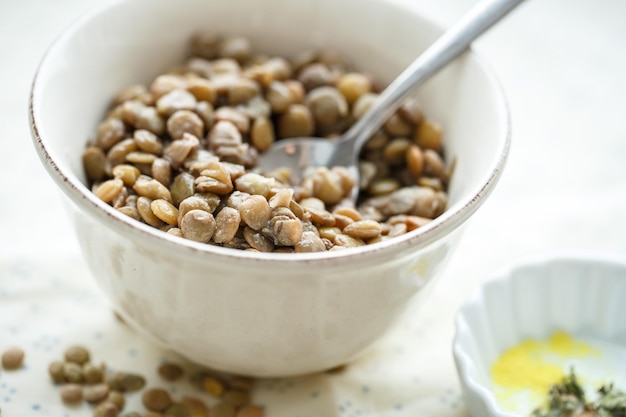 Free photo dietary dish of lentils