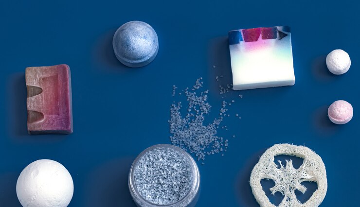 Free Photo different body care items on blue