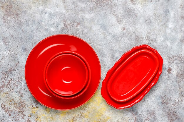 Different ceramic empty plates and bowls.