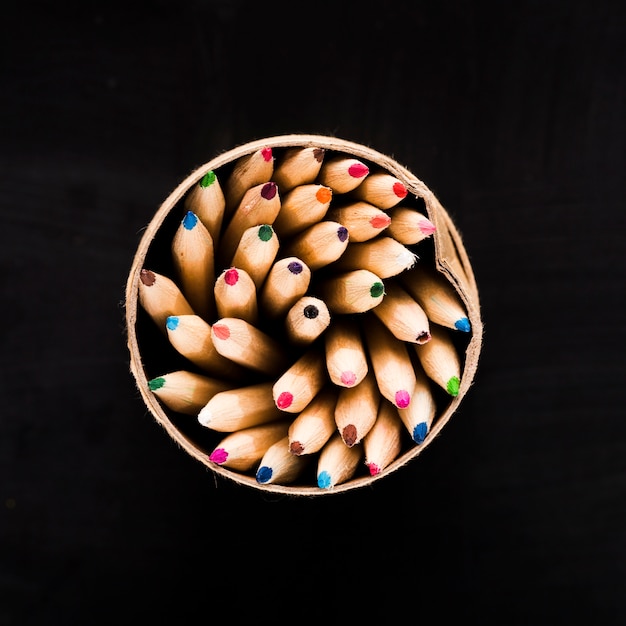 Different colorful pencils in cup