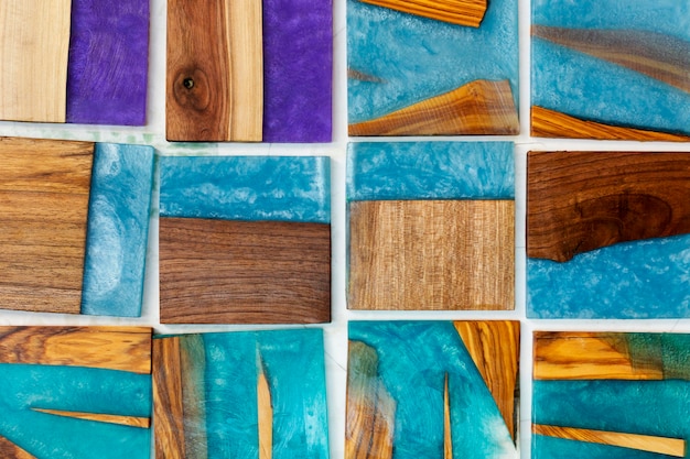Different colorful pieces of wood