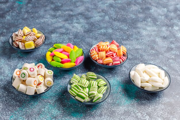 Different colorful sugar candies