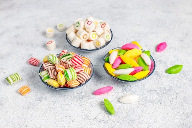 Different colorful sugar candies