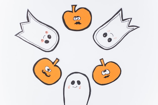 Different decor for Halloween with funny faces 