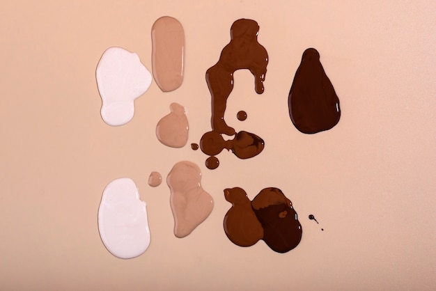 Different foundation shades flat lay