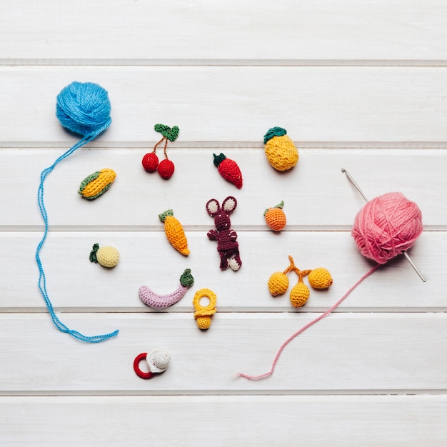 Free photo different fruits made of wool