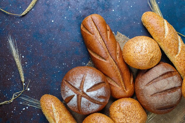 Different kinds of fresh bread