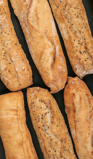 Плоская планировка различных буханок хлеба