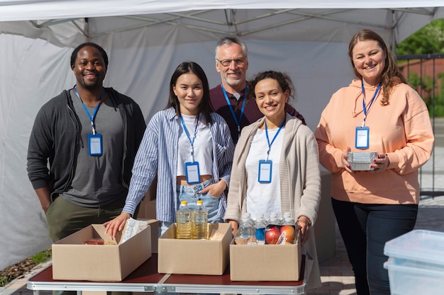 Different people doing volunteer work