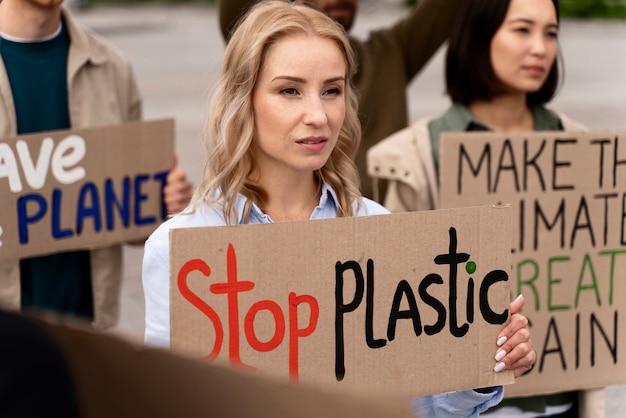 Different people marching in global waring protest