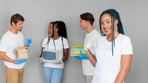 Different people working together in a donation facility