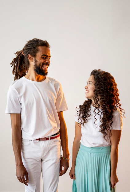 Free photo different racial people looking at each other