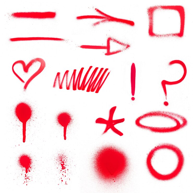 मुफ़्त फोटो different symbols of red color