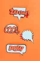 Free photo different type of expression text on speech bubble over an orange background