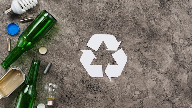 Free photo different wastes ready for recycling on gray background