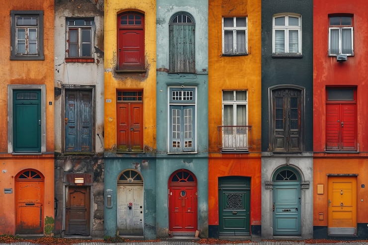 Free Photo different windows and doors