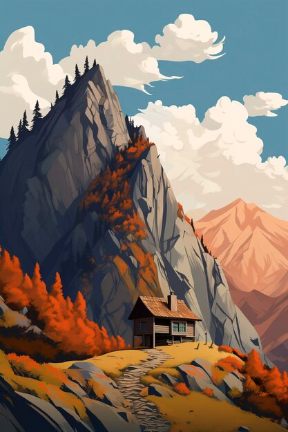 digital art beautiful mountains