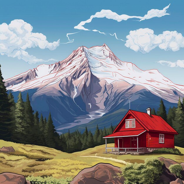 digital art beautiful mountains