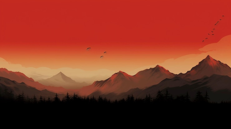 Free Photo digital art beautiful mountains