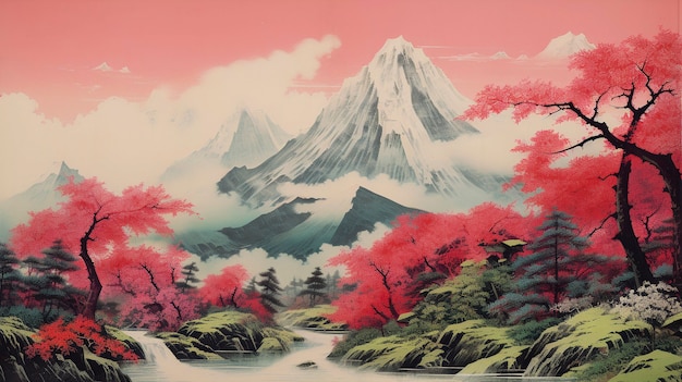 Digital art beautiful mountains