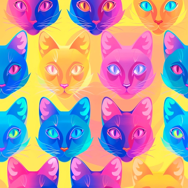 무료 사진 디지털 아트 고양이 패턴